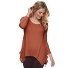 Women's Sonoma Goods For Life&trade; Textured Swing Tee, Size: Large, Drk Orange