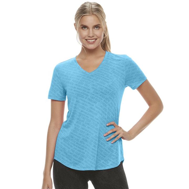 Tek Gear, Women's ® Easy Burnout V-neck Yoga Tee, Size: Medium, Turquoise/blue (turq/aqua)