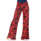 Women's White Mark Print Palazzo Pants, Size: Large, Red Other