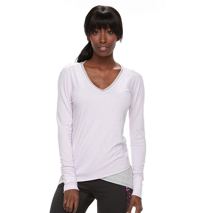 Petite Tek Gear Asymmetrical Mock-layer Tee, Women's, Size: S Petite, Lt Purple