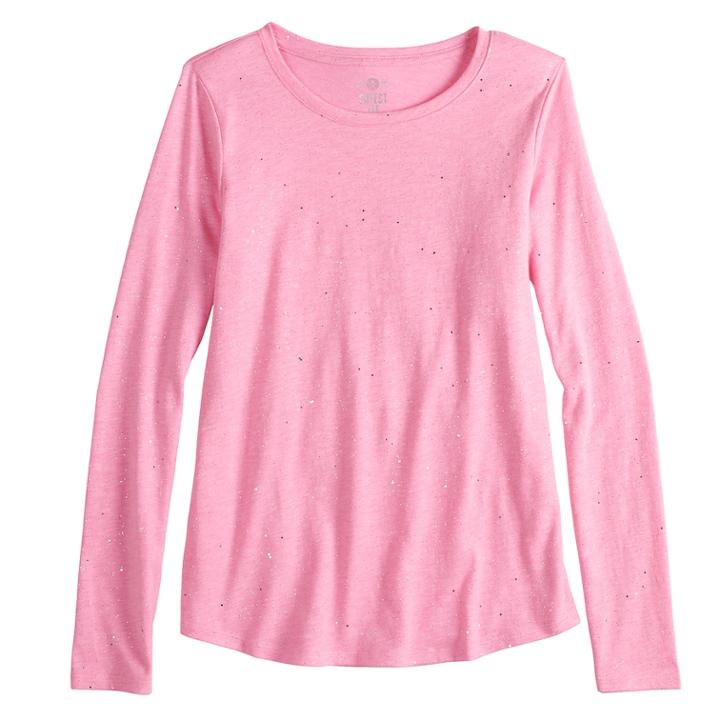 Girls 7-16 & Plus Size So&reg; Long Sleeve Core Tee, Size: 12, Brt Pink