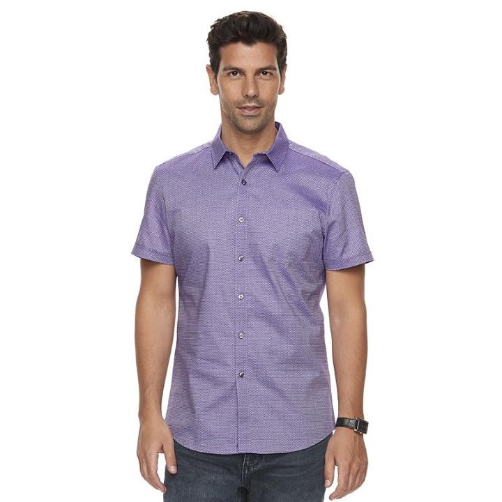 Men's Marc Anthony Slim-fit Stretch Woven Button-down Shirt, Size: Medium, Purple
