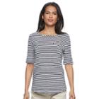 Women's Croft & Barrow&reg; Printed Slubbed Tee, Size: Xl, Blue