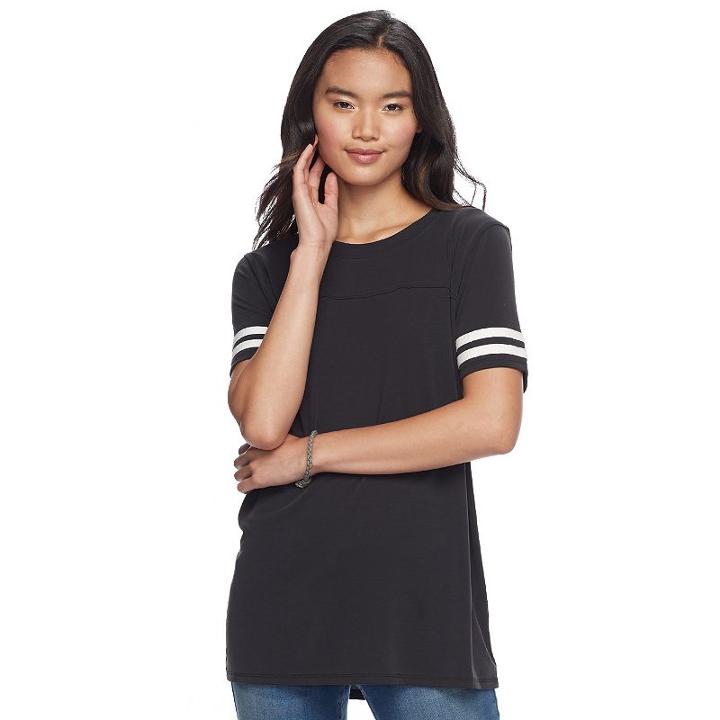 Juniors' Pink Republic Soft Varsity Tee, Teens, Size: Small, Dark Grey