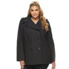 Plus Size Croft & Barrow&reg; Double-breasted Wool Blend Peacoat, Women's, Size: 2xl, Med Grey