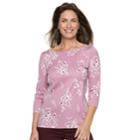 Petite Croft & Barrow&reg; Button-shoulder Boatneck Top, Women's, Size: Xxl Petite, Med Pink