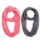 Girls 4-16 2-pk. Cheetah Print & Solid Knit Infinity Scarves, Girl's, Dark Grey