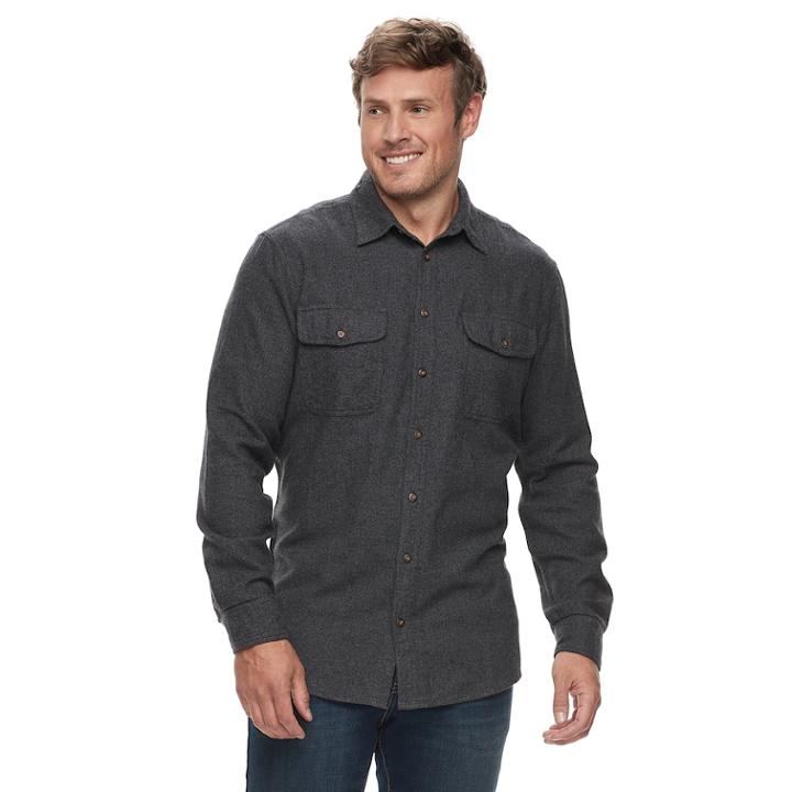 Big & Tall Sonoma Goods For Life&trade; Modern-fit Supersoft Flannel Button-down Shirt, Men's, Size: Xl Tall, Black