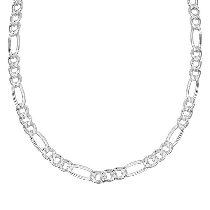 Splendid Silver Silver-bonded Figaro Chain Necklace, Women's, Size: 20, Grey