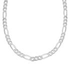 Splendid Silver Silver-bonded Figaro Chain Necklace, Women's, Size: 20, Grey