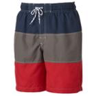 Men's Croft & Barrow&reg; Colorblock Microfiber Swim Trunks, Size: Medium, Blue (navy)