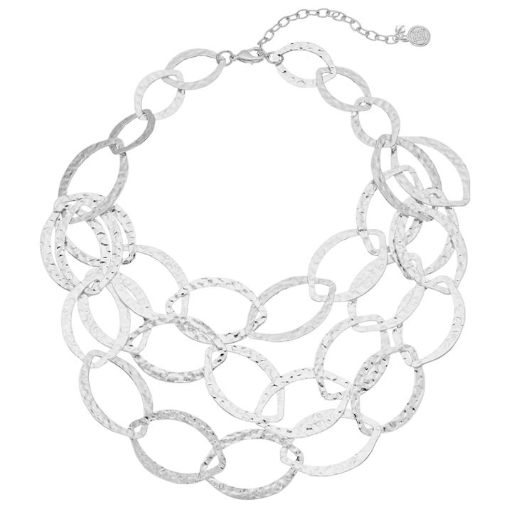 Dana Buchman Silver Tone Multi Strand Hoop Necklace, Women's