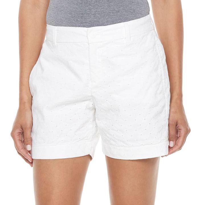 Women's Croft & Barrow&reg; Novelty Shorts, Size: 8, White