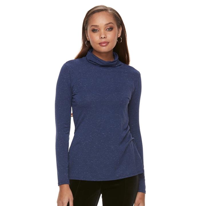 Petite Apt. 9&reg; Step-hem Turtleneck, Women's, Size: Xl Petite, Dark Blue
