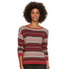 Petite Chaps Southwest Boatneck Sweater, Women's, Size: L Petite, Pink Ovrfl