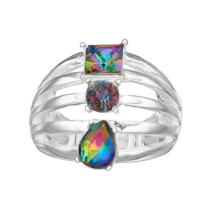 Jennifer Lopez Geometric Multi Row Stretch Ring, Women's, Size: 7, Multicolor