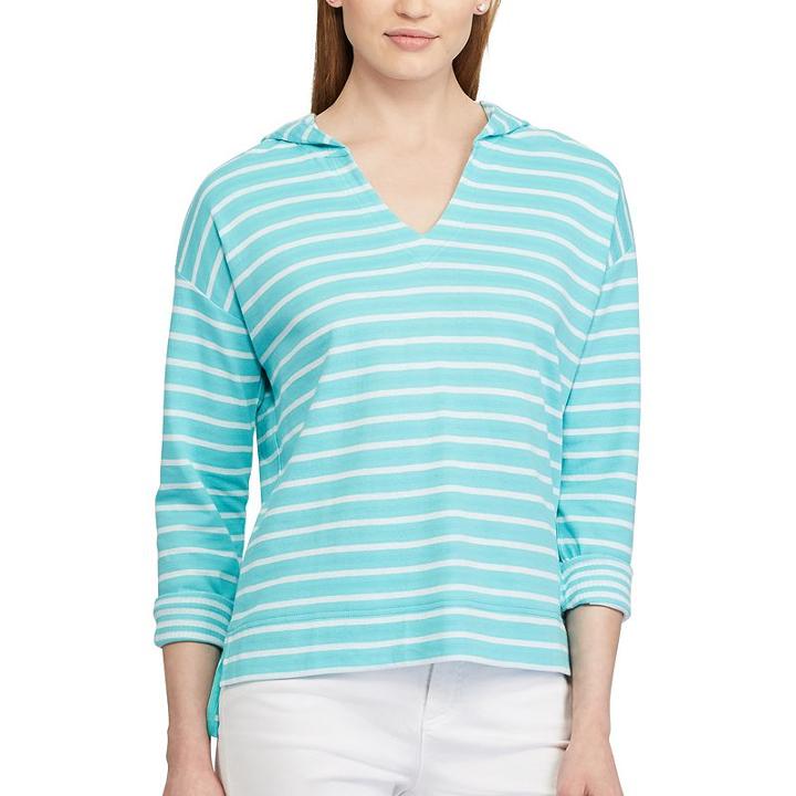 Women's Chaps Striped Hoodie, Size: Large, Blue