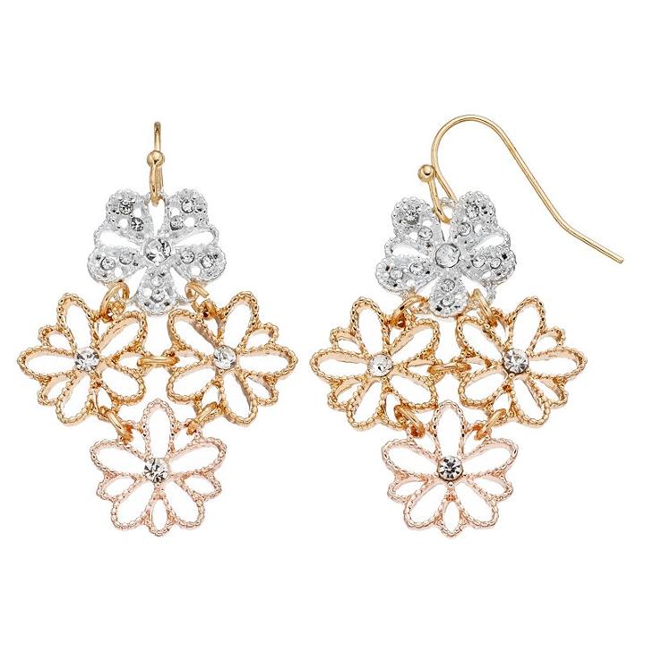 Lc Lauren Conrad Tri Tone Flower Kite Earrings, Women's, Multicolor