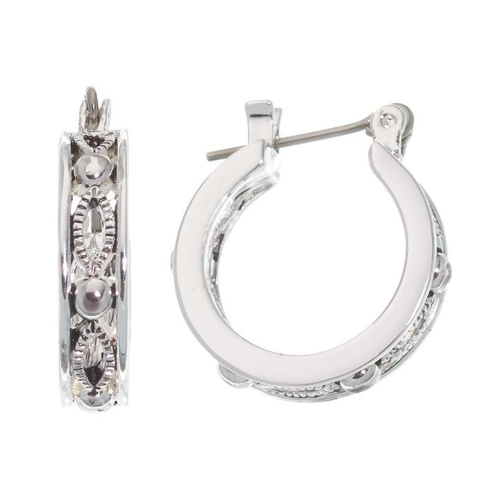 Napier Silver-tone Antiqued Hoop Earrings, Women's, Grey
