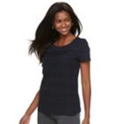 Women's Croft & Barrow&reg; Mixed-media Lace Tee, Size: Xl, Dark Blue