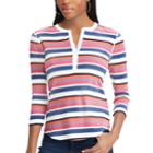 Women's Chaps 3/4-sleeve Henley, Size: Small, Pink