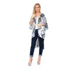 White Mark Print Fringe Open-front Kimono - Women's, Black