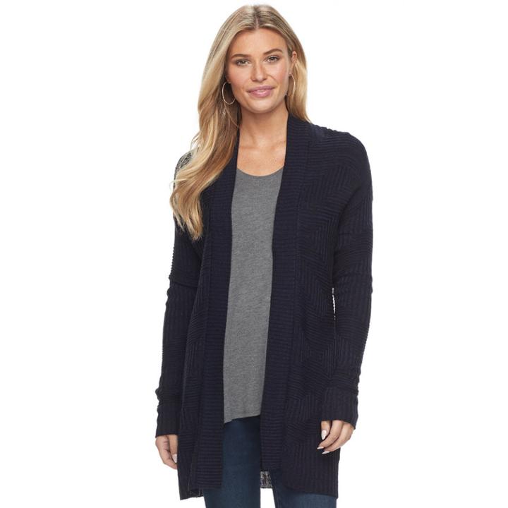 Women's Apt. 9&reg; Geometric Ribbed Cardigan, Size: Xxl, Green Oth