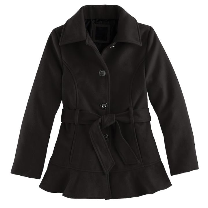 Girls 7-16 So&reg; Red Belted Faux Wool Peacoat, Size: 7-8, Black