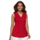 Women's Croft & Barrow&reg; Pintuck Crochet-trim Tank, Size: Xxl, Med Red