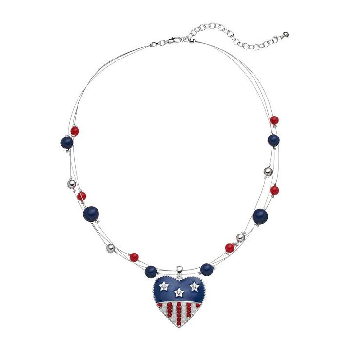 Croft & Barrow&reg; American Flag Heart Multistrand Necklace, Women's, Brt Red
