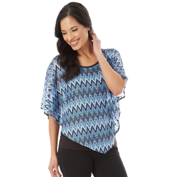 Women's Apt. 9&reg; Textured Popover Top, Size: Medium, Blue Chevron