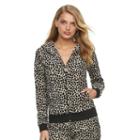 Women's Juicy Couture Leopard Velour Hoodie Jacket, Size: Large, Med Beige