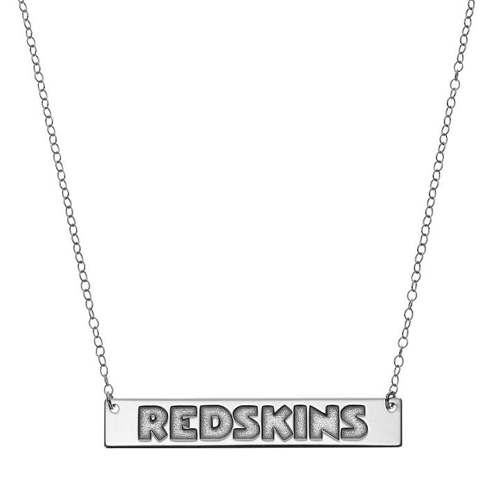 Washington Redskins Sterling Silver Bar Link Necklace, Women's, Size: 18, Grey