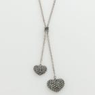 Lavish By Tjm Sterling Silver Heart Lariat Necklace - Made With Swarovski Marcasite, Women's, Grey