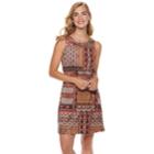 Women's Nina Leonard Print Embellished Shift Dress, Size: Small, Beige Over