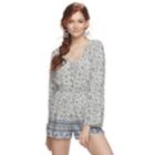 Juniors' Mudd&reg; Floral Bell-sleeve Romper, Teens, Size: Large, White