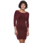 Juniors' Three Pink Hearts Glitter Bodycon Dress, Teens, Size: 5, Red
