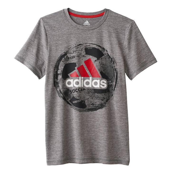 Boys 8-20 Adidas Soccer Ball Tee, Boy's, Size: Large, Dark Grey