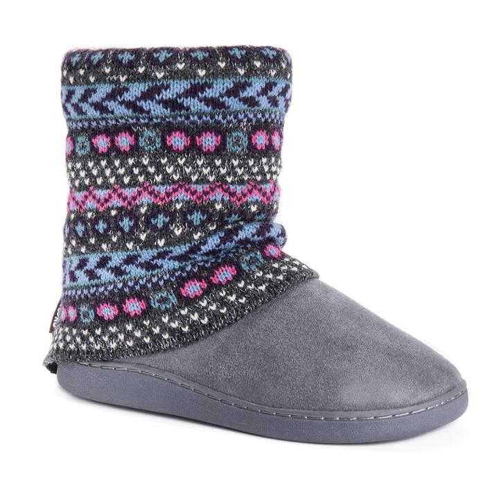 Women's Muk Luks Raquel Boot Slippers, Size: Medium, Dark Grey