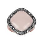 Lavish By Tjm 14k Rose Gold Over Silver And Sterling Silver Rose Quartz Ring - Made With Swarovski Marcasite, Women's, Size: 8, Red