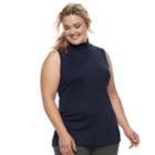 Plus Size Croft & Barrow&reg; Sleeveless Mock Neck Top, Women's, Size: 2xl, Dark Blue