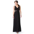 Women's Chaps Lace-trimmed Jersey Evening Gown, Size: 2, Black