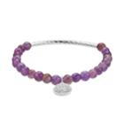Love This Life Amethyst Bead & Crystal Charm Stretch Bracelet, Women's, Size: Small, Purple
