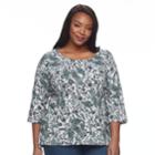 Plus Size Croft & Barrow&reg; Button Sleeve Top, Women's, Size: 1xl, Light Grey