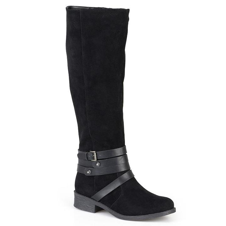 Journee Collection Jagger Womens Two-tone Strappy Riding Boots, Women's, Size: 6, Black