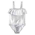 Girls 7-16 So&reg; Shine Bright Ruffled One-piece Swimsuit, Size: 5-6, Silver