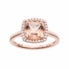 Lc Lauren Conrad 10k Rose Gold Morganite & 1/8 Carat T.w. Diamond Cushion Halo Ring, Women's, Pink