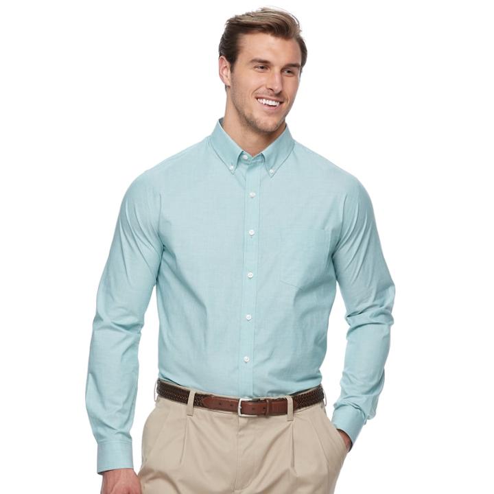 Big & Tall Croft & Barrow&reg; Classic-fit Stretch Woven Button-down Shirt, Men's, Size: 2xb, Turquoise/blue (turq/aqua)