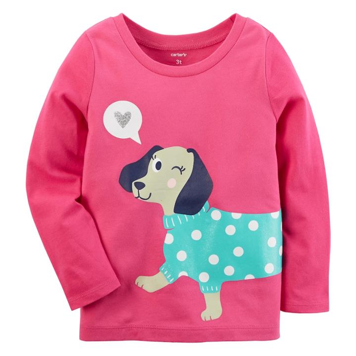 Girls 4-8 Carter's Winking Dog Tee, Size: 4, Pink