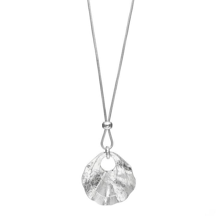 Long Bolo Hammered Pendant Necklace, Women's, Silver